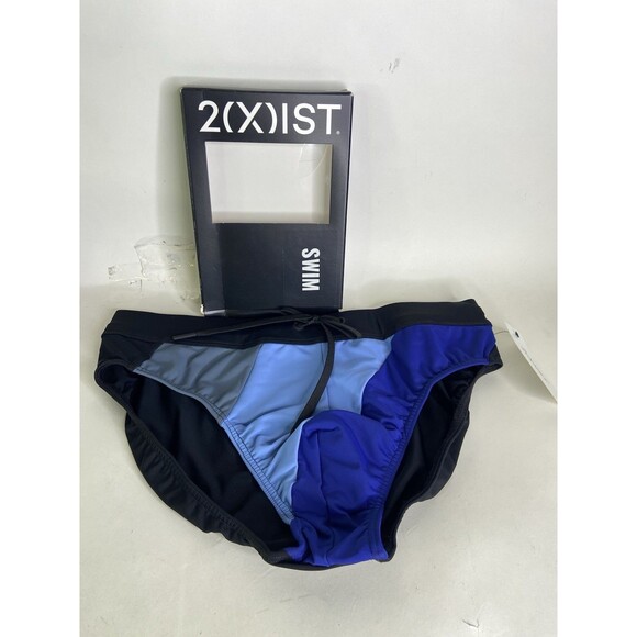 2XIST Rio Swim Brief Swimwear Bottoms Blue Multi Color Striped Mens Size M - Picture 1 of 6